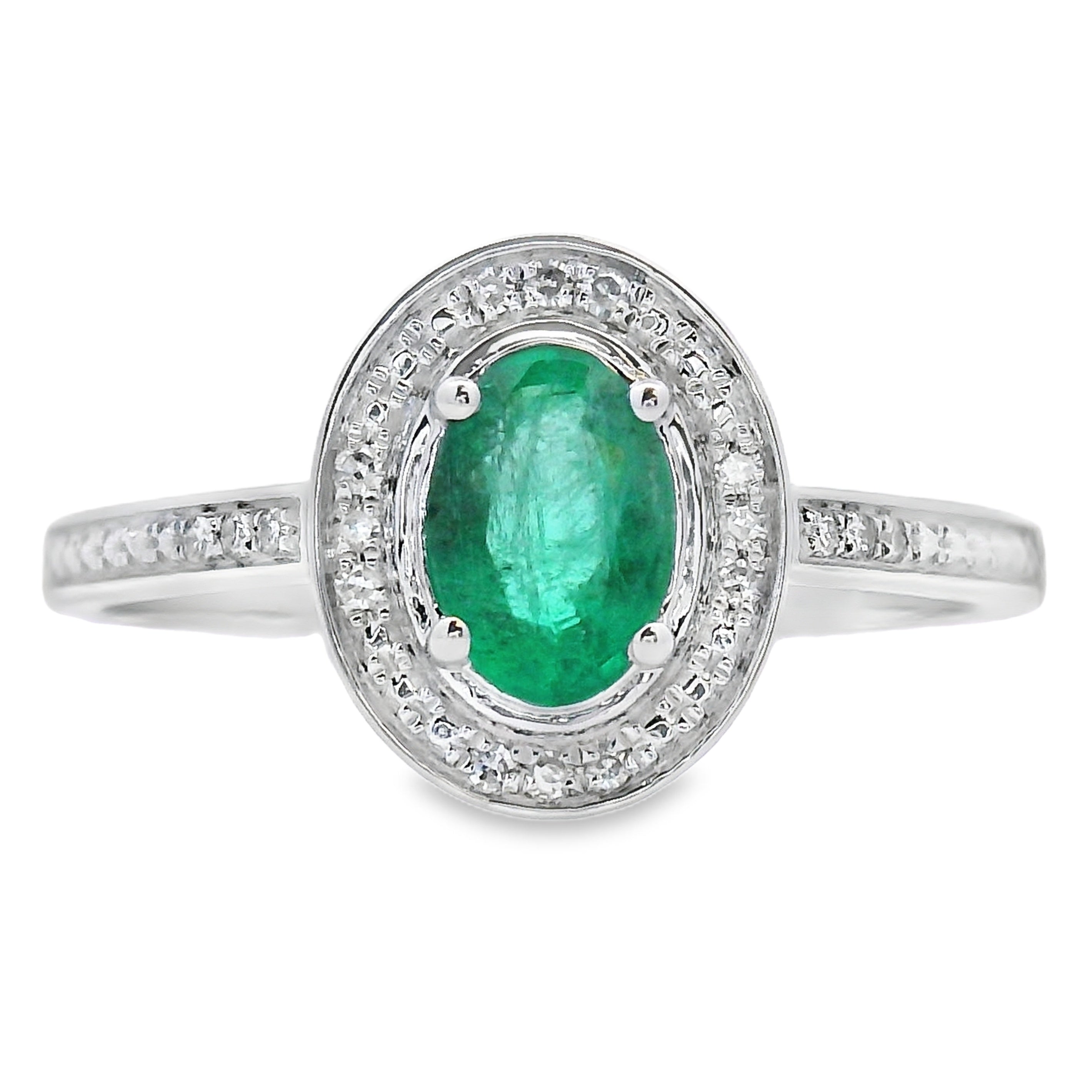 Genuine .49ct Emerald Diamond Ring 10KT White Gold by Bids.com