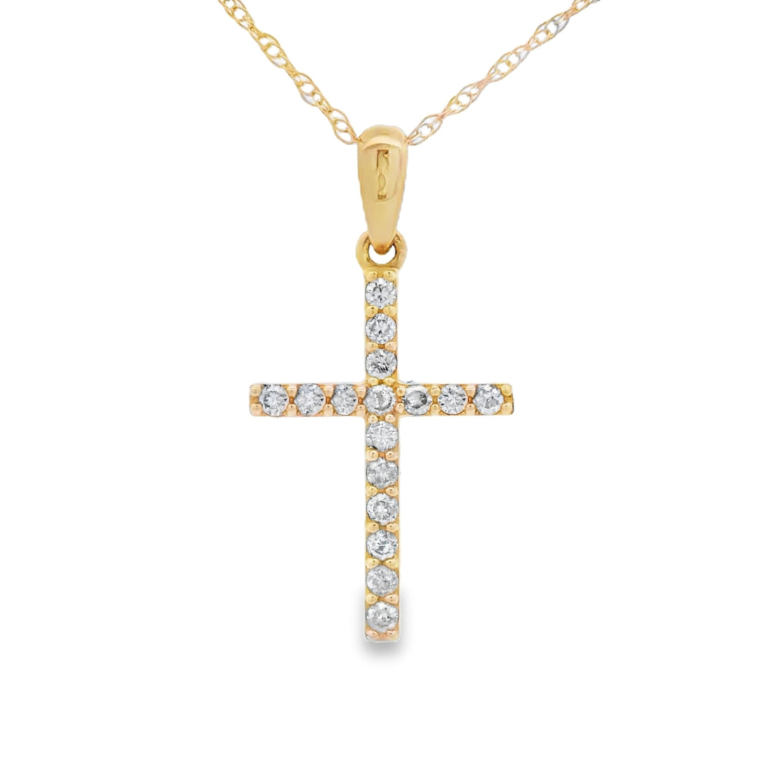 .13ct Diamond Cross Religious Pendant 14KT Yellow Gold by Bids.com