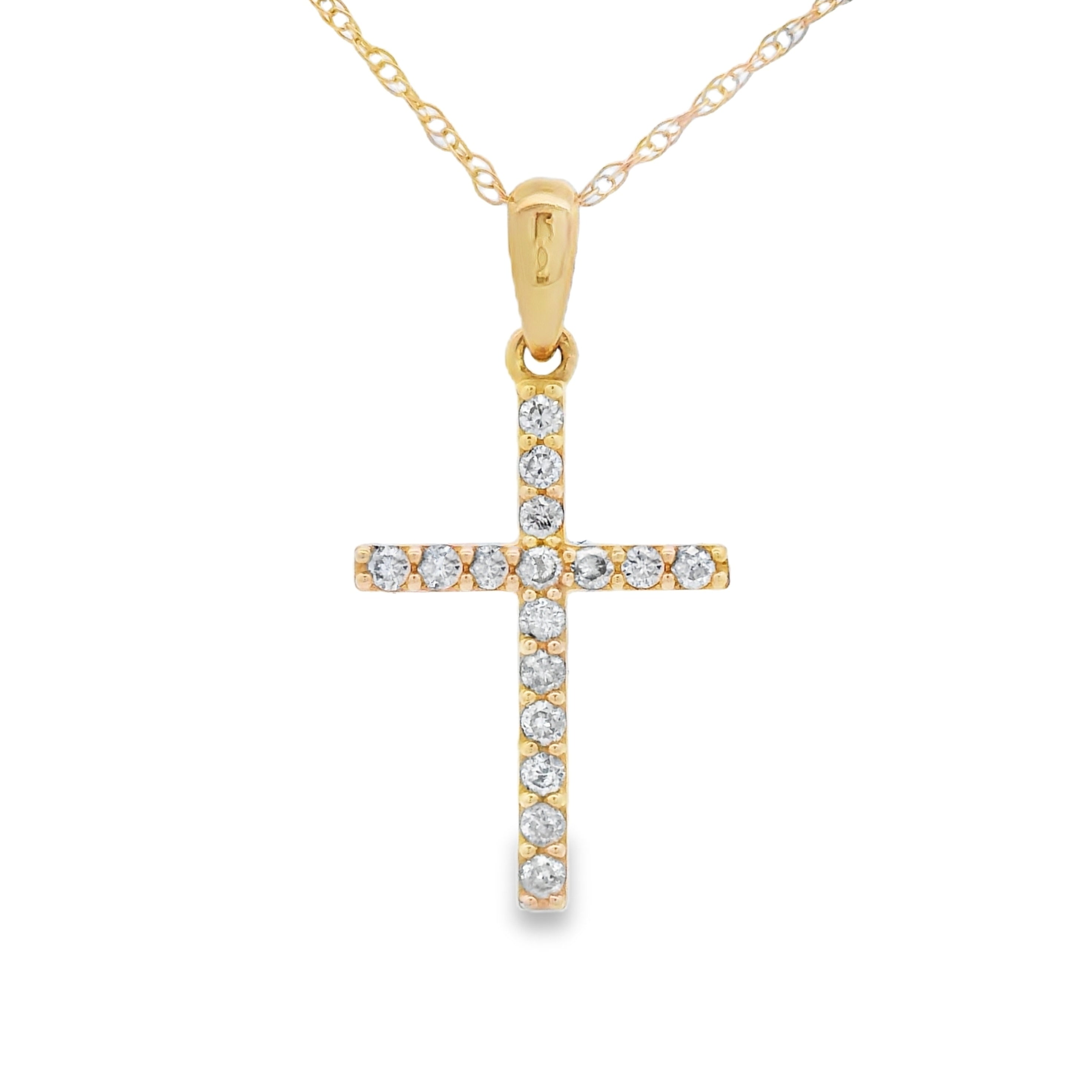 .13ct Diamond Cross Religious Pendant 14KT Yellow Gold by Bids.com