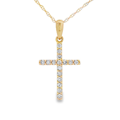.13ct Diamond Cross Religious Pendant 14KT Yellow Gold by Bids.com
