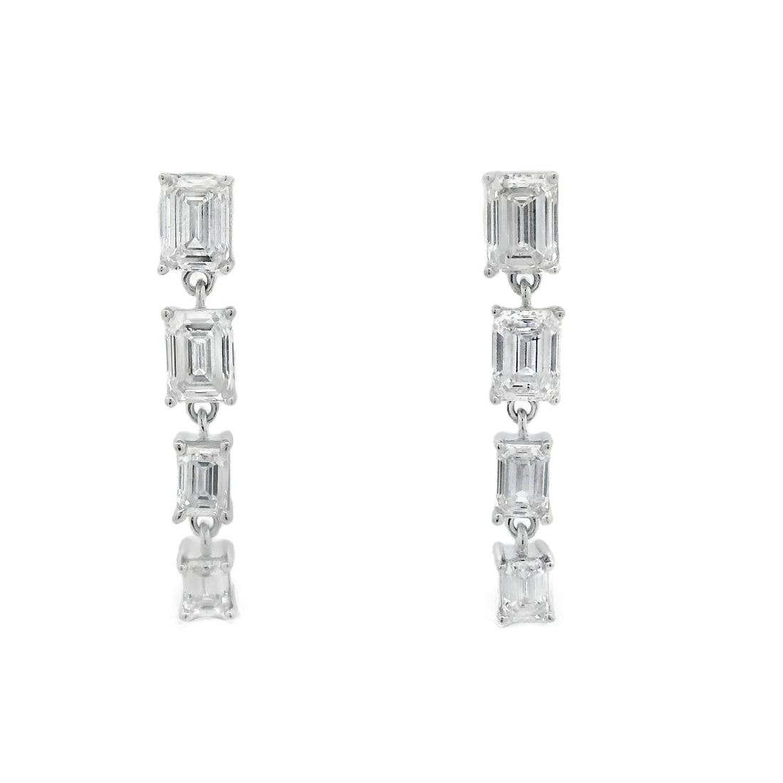 Lab Grown Diamond Dangle Earrings 14KT White Gold by Bids.com
