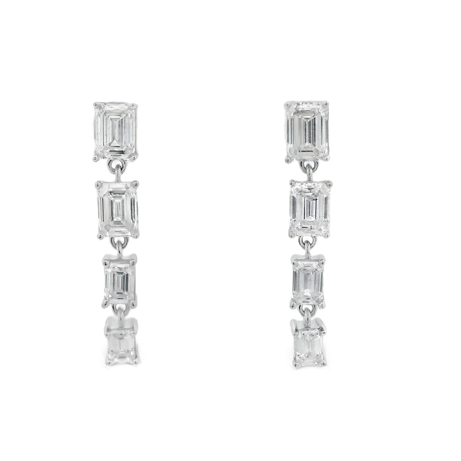 Lab Grown Diamond Dangle Earrings 14KT White Gold by Bids.com