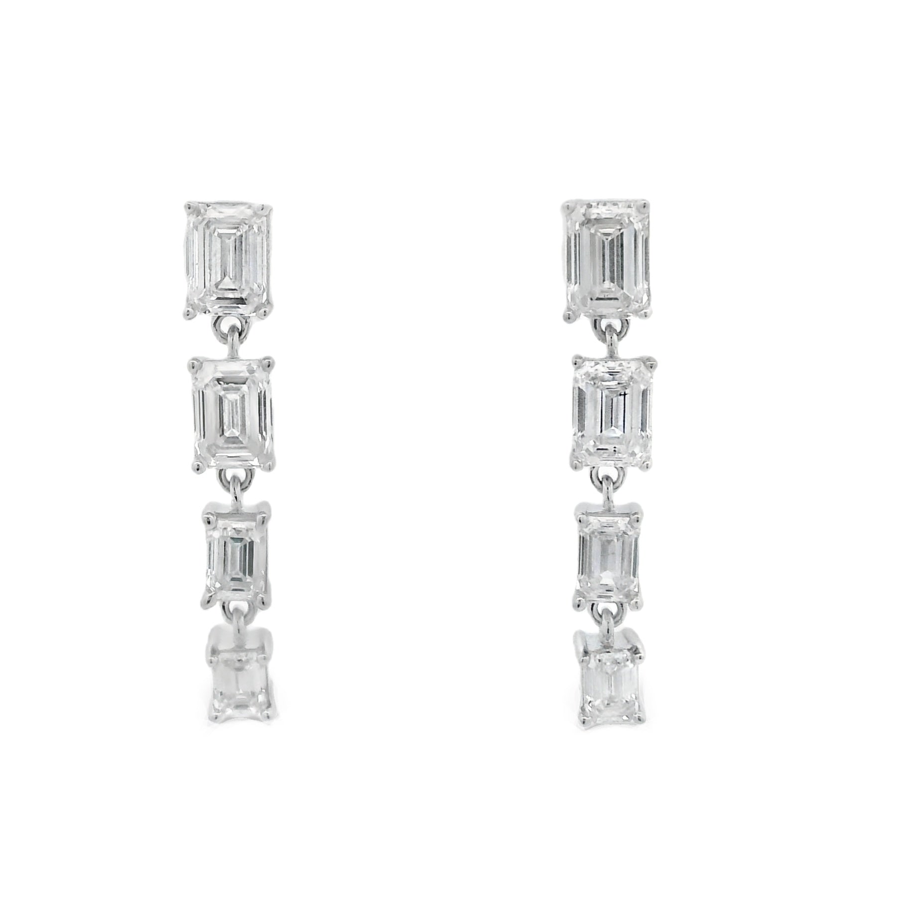 Lab Grown Diamond Dangle Earrings 14KT White Gold by Bids.com