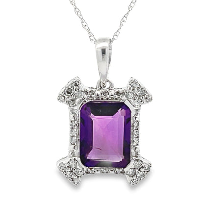 Amethyst Diamond Fashion Pendants 10KT White Gold by Bids.com