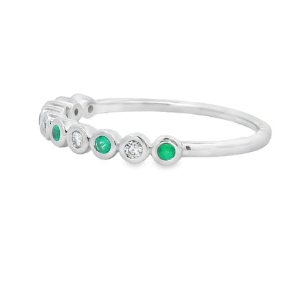 Emerald Diamond stackable band set 14KT White Gold by Bids.com