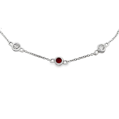 Natural .17ct Ruby Diamond Bracelet 14KT White Gold by Bids.com