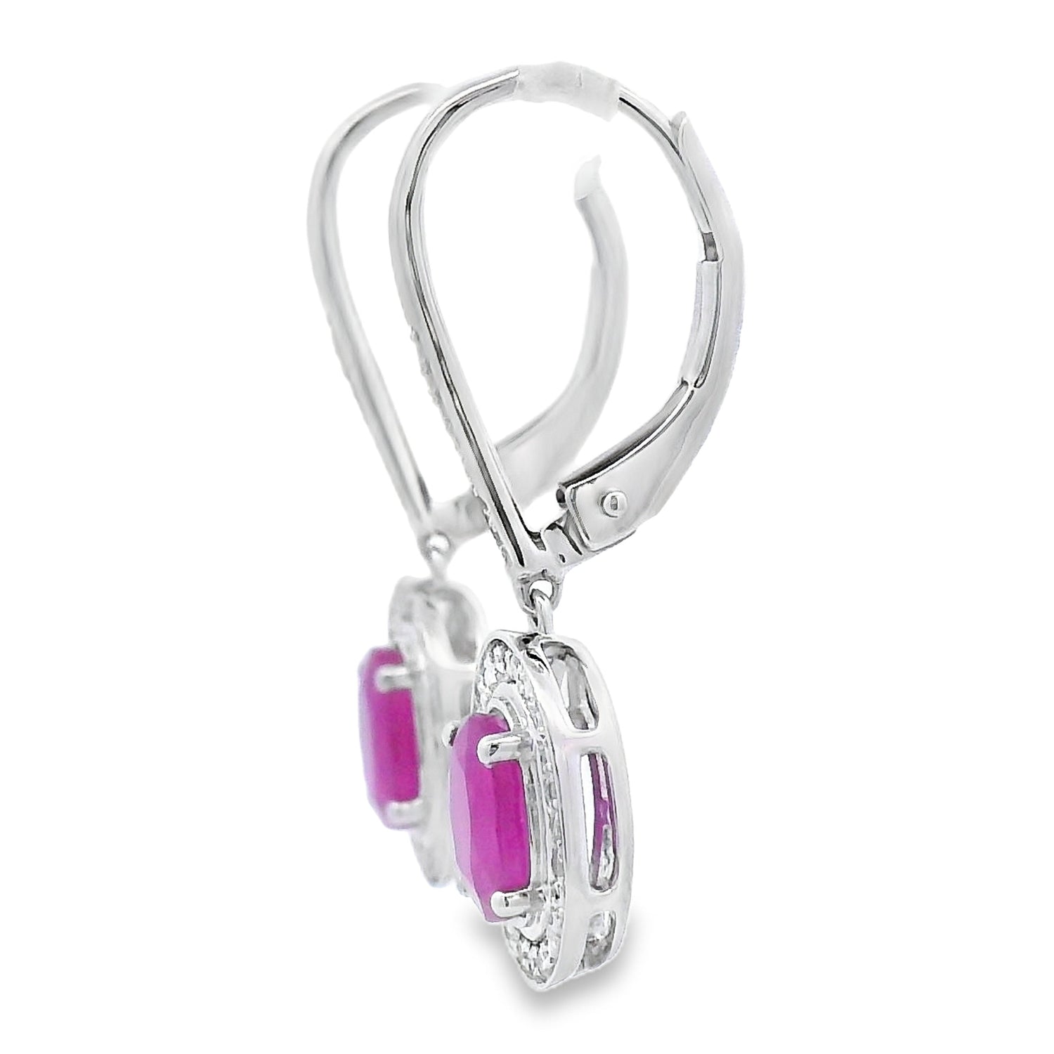 1.28ct Ruby Diamond Dangle Earrings 10KT White Gold by Bids.com