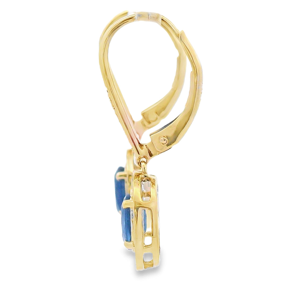 Sapphire Diamond Dangle Earrings 10KT Yellow Gold by Bids.com