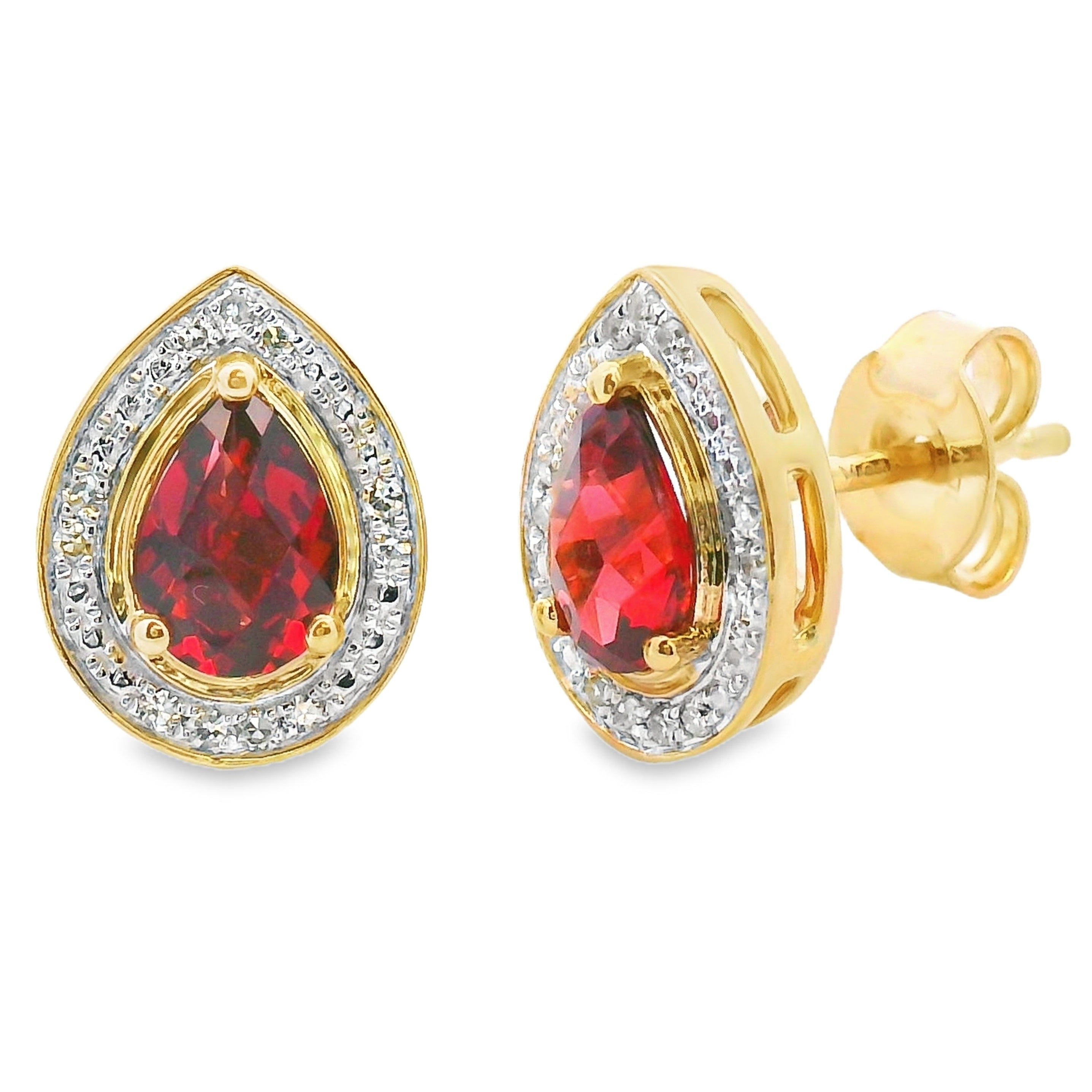 1.14ct Garnet Diamond Dangle Earrings 10KT Yellow Gold by Bids.com
