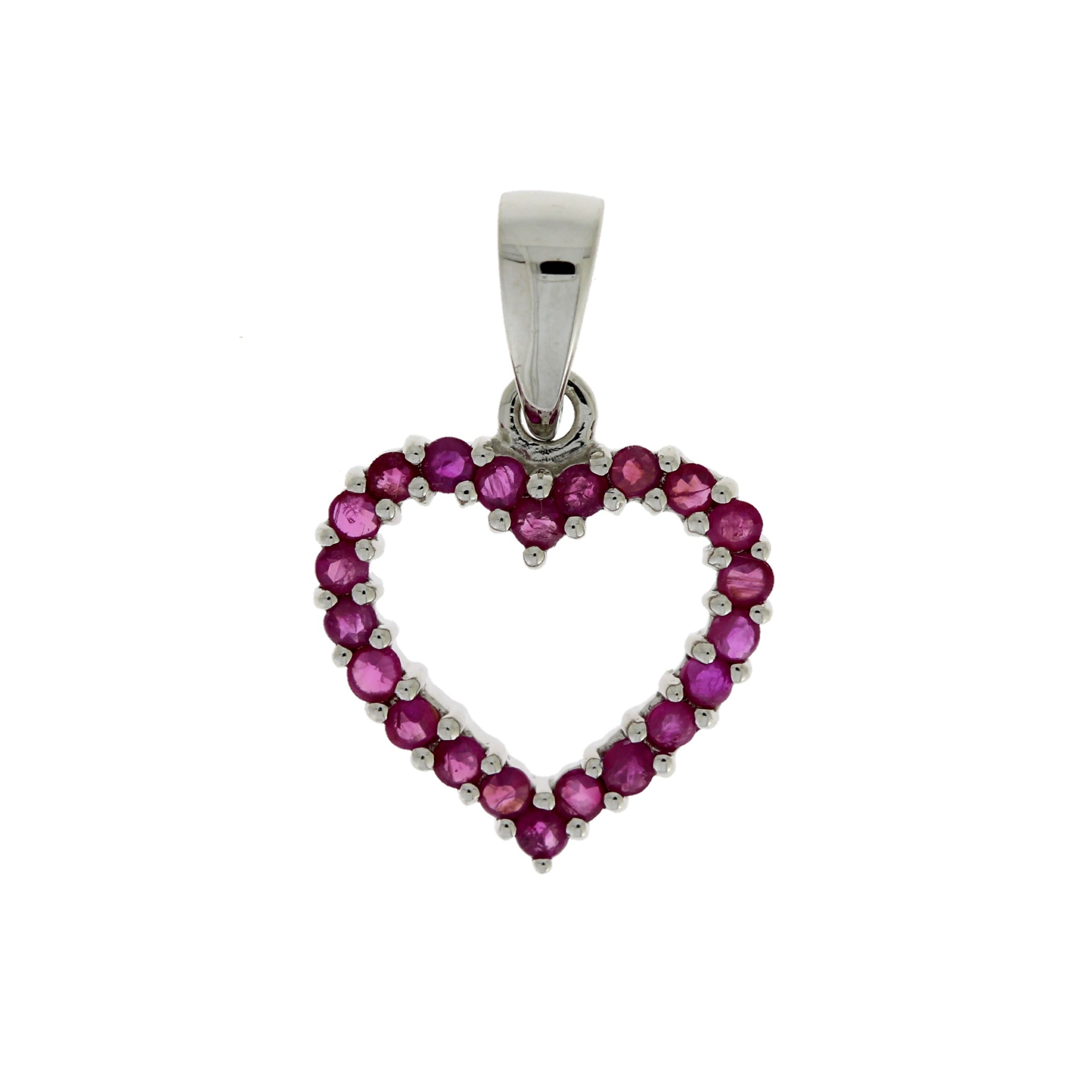 Natural .37ct Ruby Heart Love Pendant 10KT White Gold by Bids.com