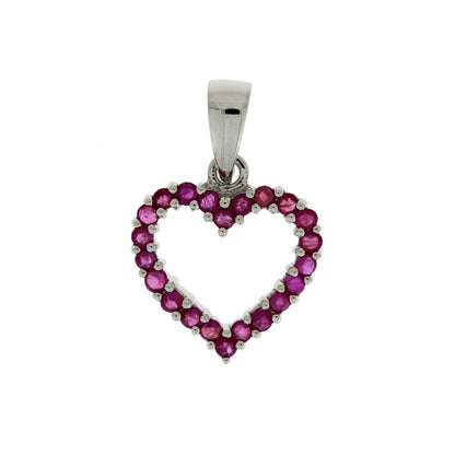 Natural .37ct Ruby Heart Love Pendant 10KT White Gold by Bids.com