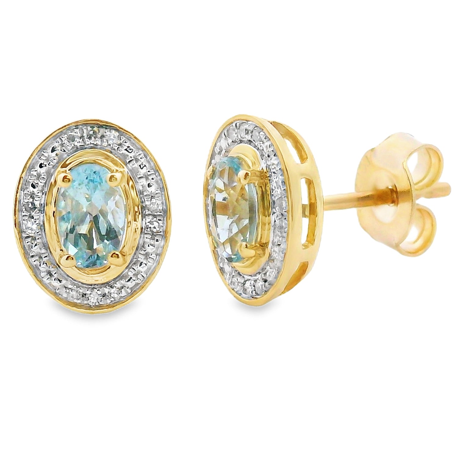 .46ct Aquamarine Diamond Earrings 10KT Yellow Gold by Bids.com