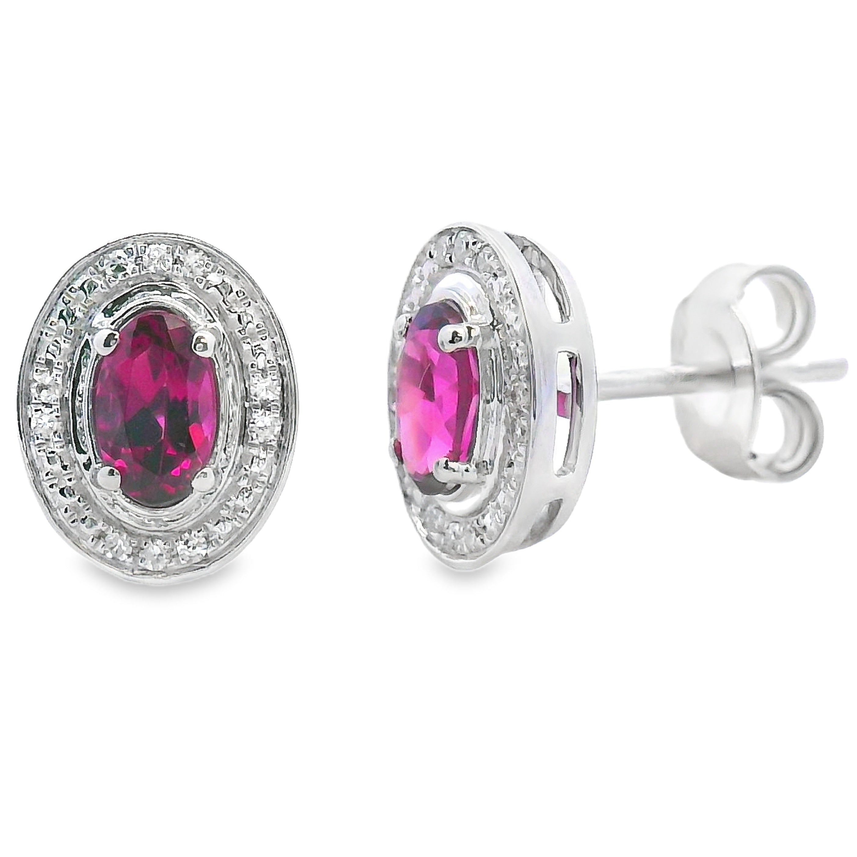 Genuine .67ct Garnet Diamond Earrings 10KT White Gold by Bids.com