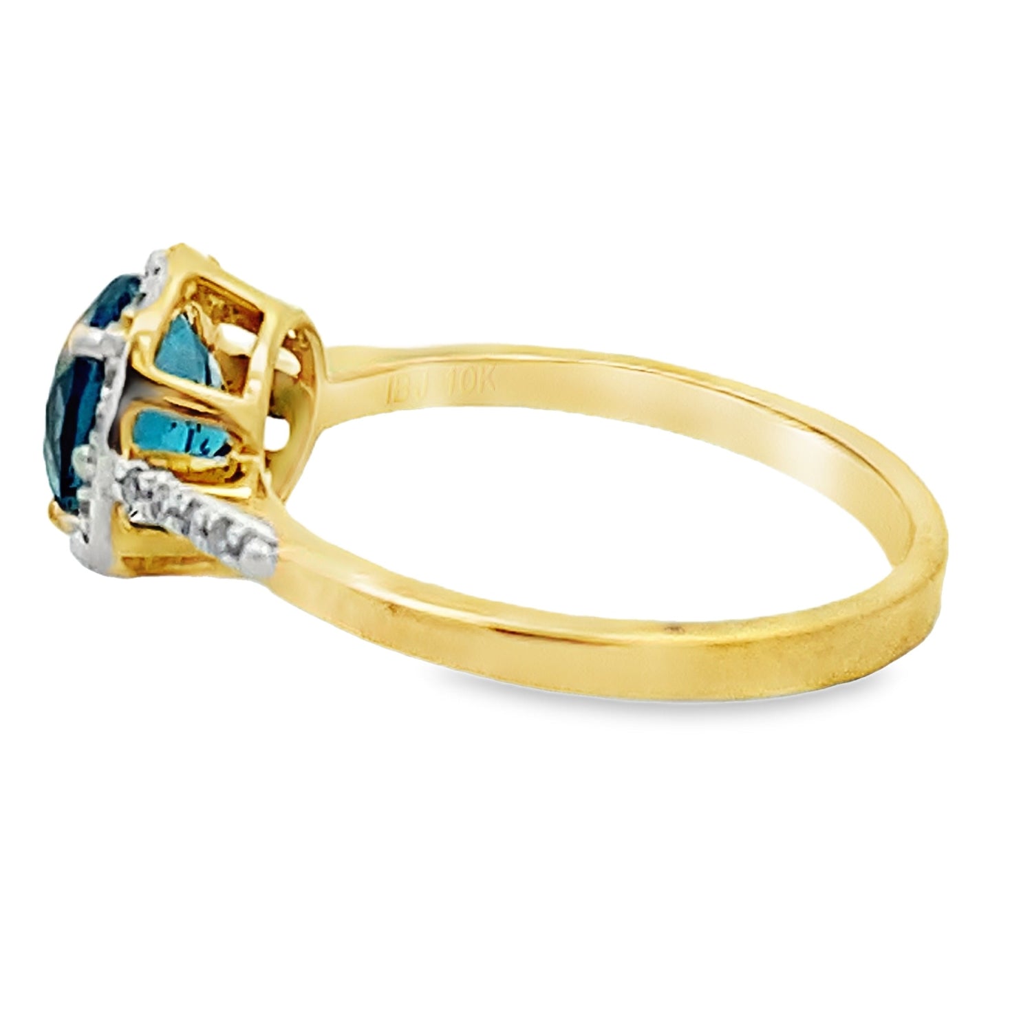 1.35ct London Blue Topaz Diamond Ring 10KT Yellow Gold by Bids.com