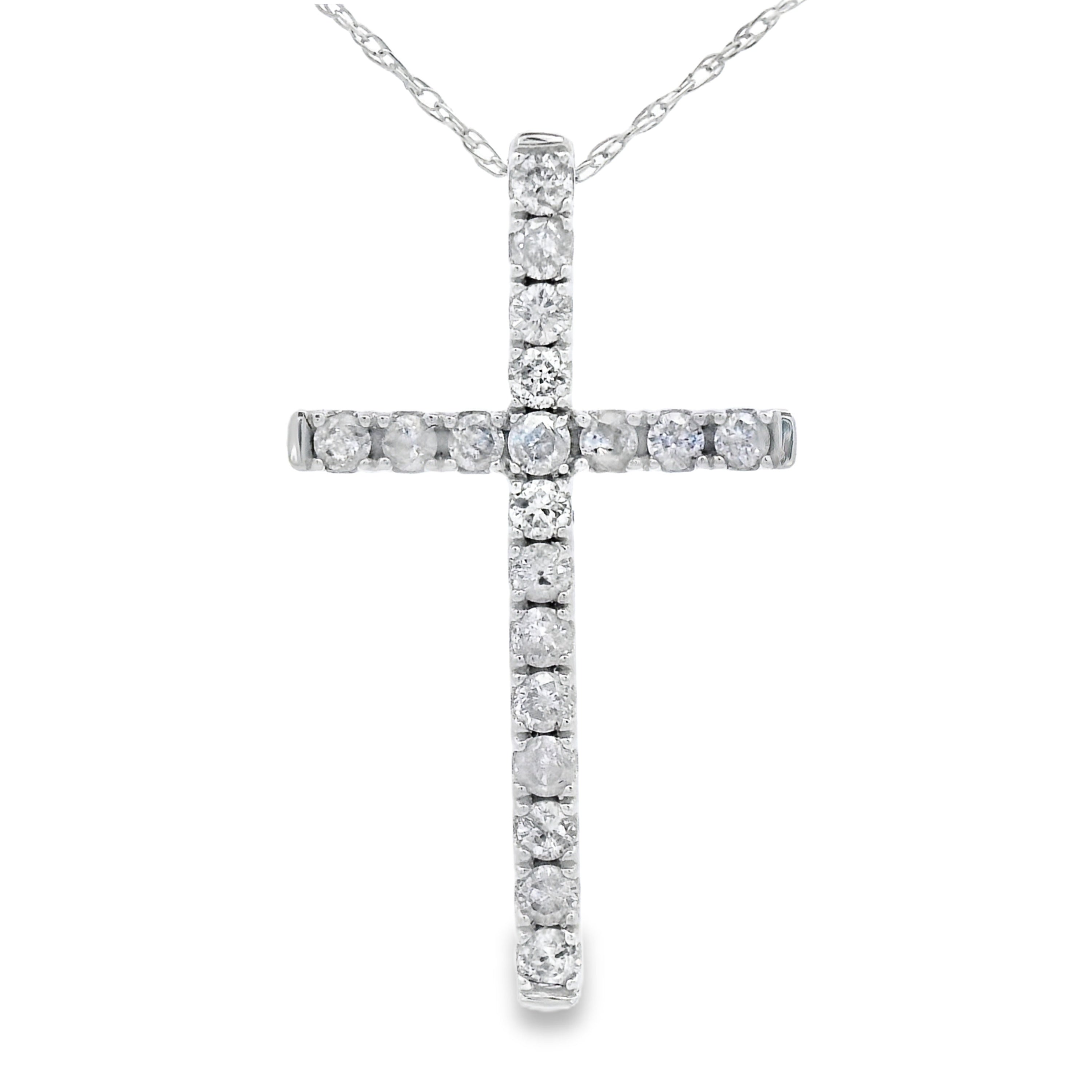 .33ct Diamond Cross Religious Pendant 14KT White Gold by Bids.com