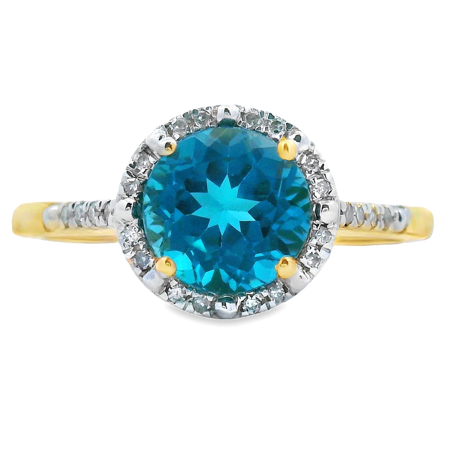 1.35ct London Blue Topaz Diamond Ring 10KT Yellow Gold by Bids.com