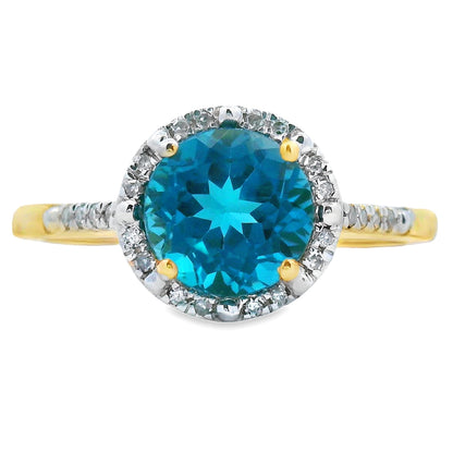 1.35ct London Blue Topaz Diamond Ring 10KT Yellow Gold by Bids.com