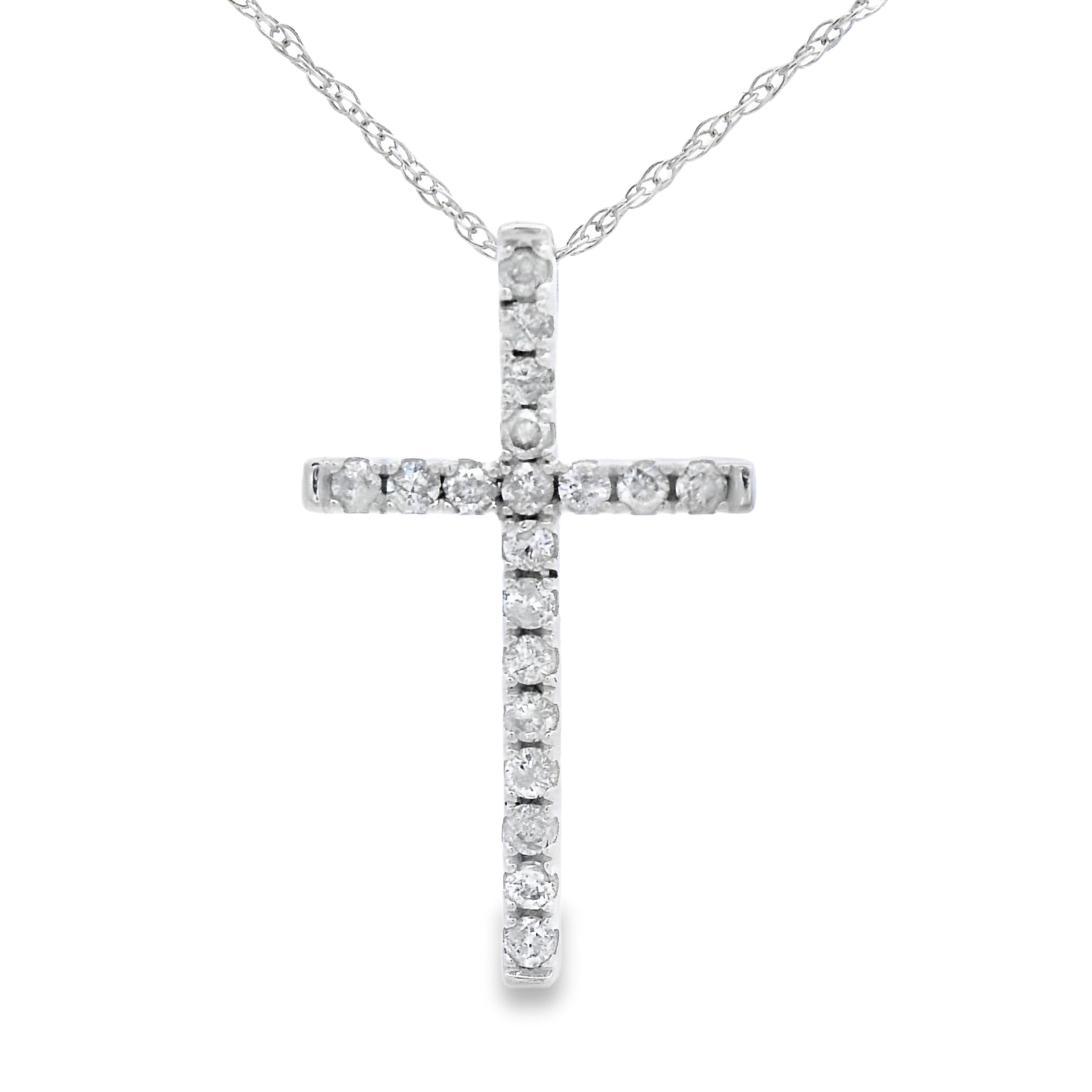 .19ct Diamond Cross Religious Pendant 14KT White Gold by Bids.com
