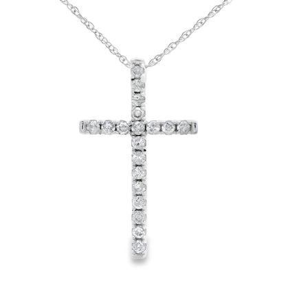 .19ct Diamond Cross Religious Pendant 14KT White Gold by Bids.com
