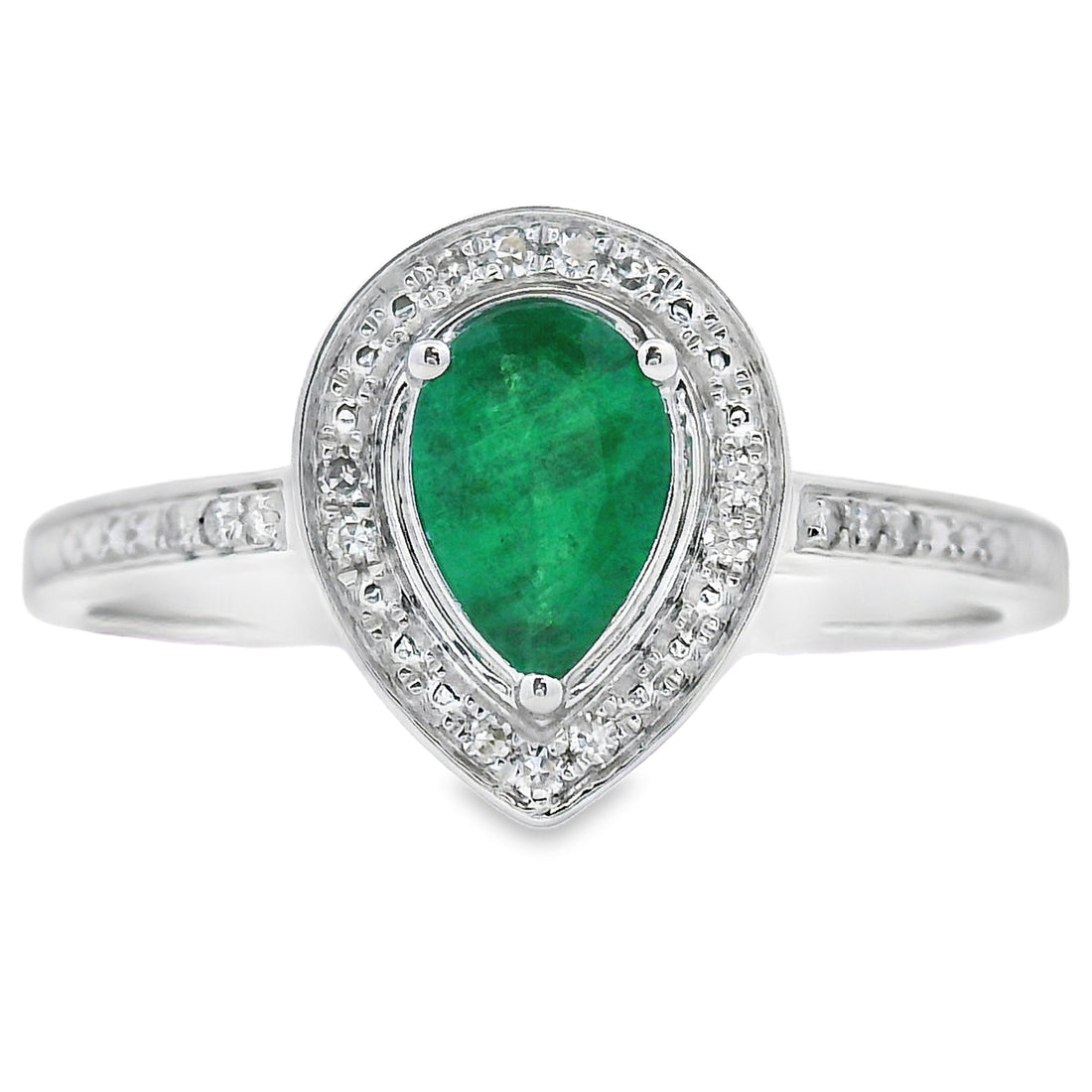 Genuine .42ct Emerald Diamond Ring 10KT White Gold by Bids.com