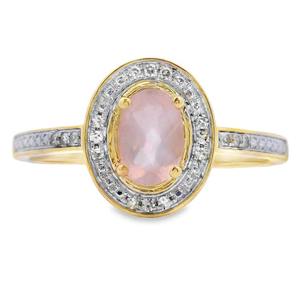 Genuine .53ct Rose Quartz Diamond Ring 10KT Yellow Gold by Bids.com