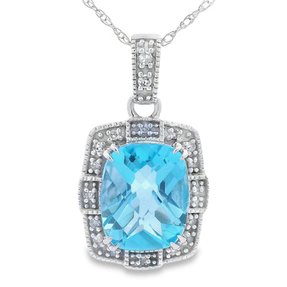 Blue Topaz Diamond Fashion Pendants 10KT White Gold by Bids.com