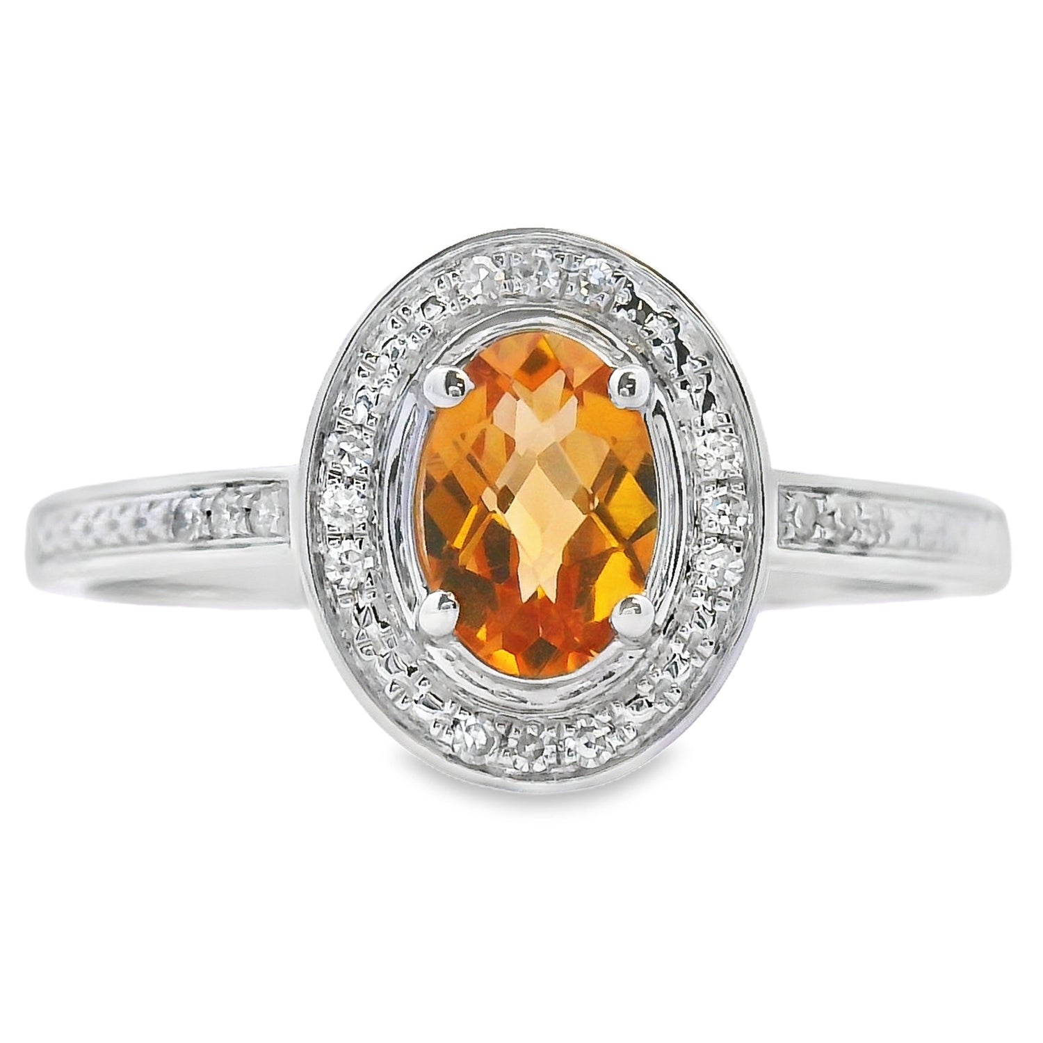 Natural .47ct Citrine Diamond Ring 10KT White Gold by Bids.com