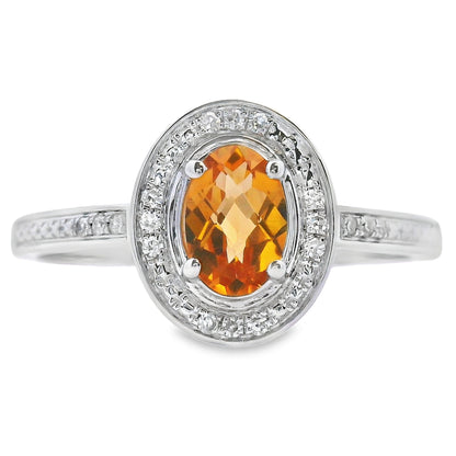 Natural .47ct Citrine Diamond Ring 10KT White Gold by Bids.com