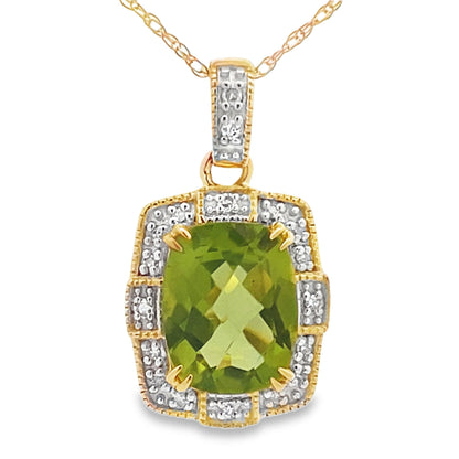 Peridot Diamond Fashion Pendants 10KT Yellow Gold by Bids.com