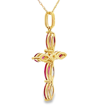 Ruby Diamond Cross Religious Pendant 10KT Yellow Gold by Bids.com