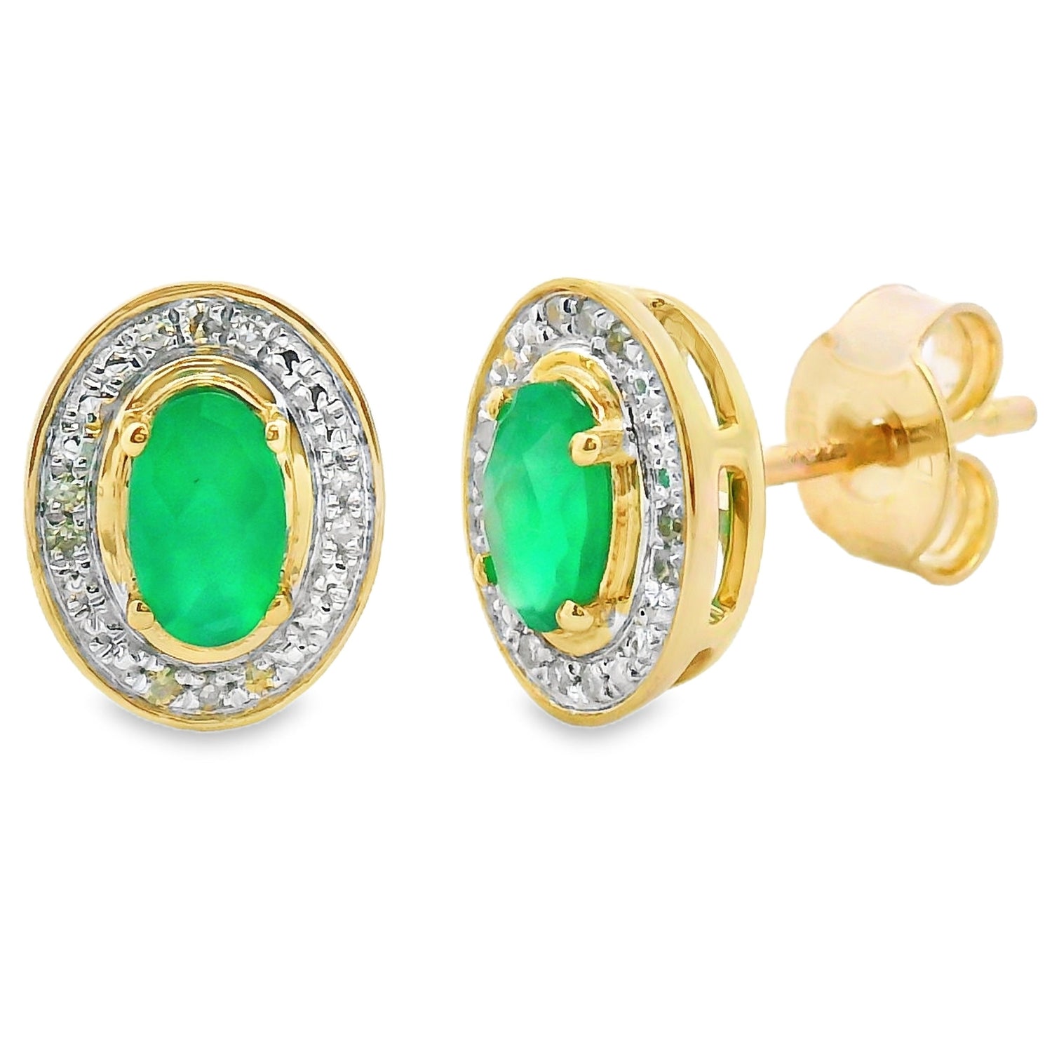 .54ct Chalcedony Diamond Earrings 10KT Yellow Gold by Bids.com