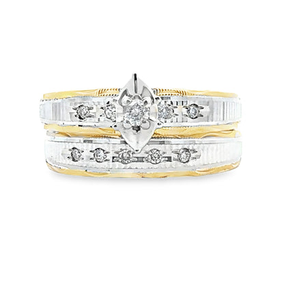 Diamond Engagement Ring Set Sterling Silver 14KT Gold by Bids.com