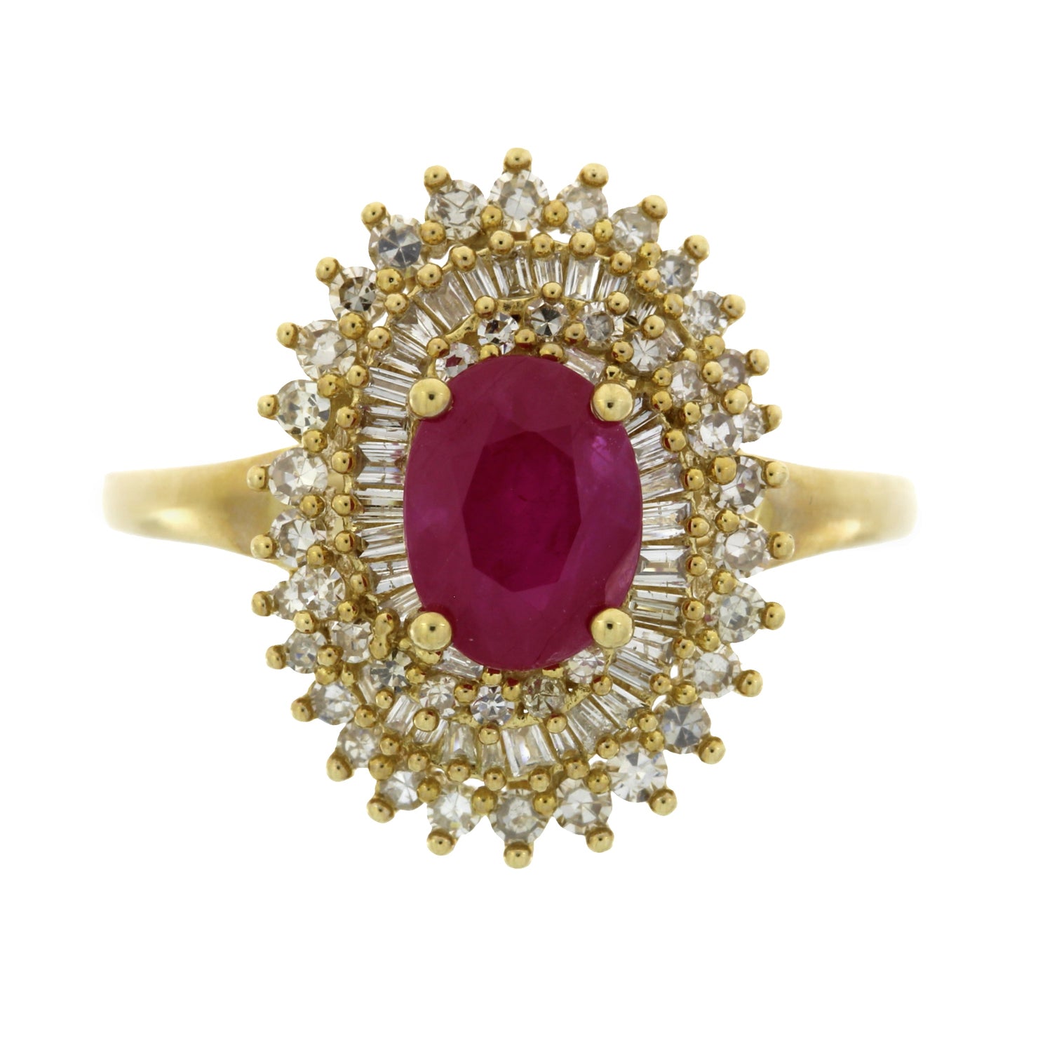 Genuine 2.05ct Ruby Diamond Ring 10KT Yellow Gold by Bids.com