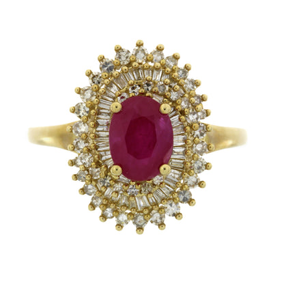 Genuine 2.05ct Ruby Diamond Ring 10KT Yellow Gold by Bids.com