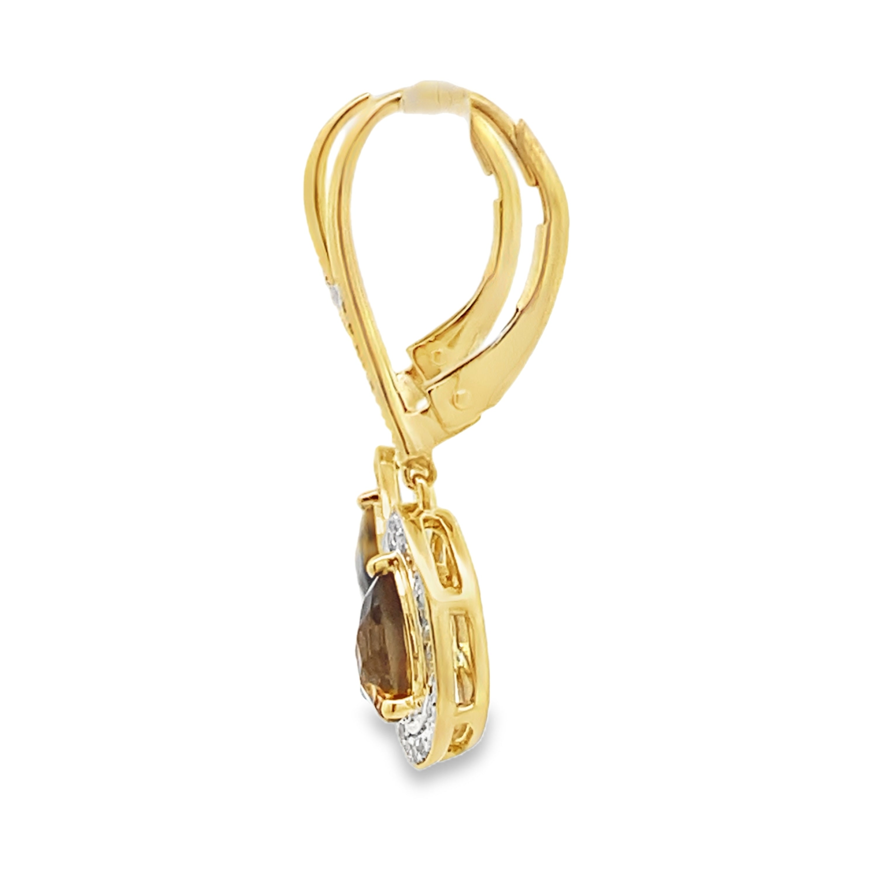 .87ct Quartz Diamond Dangle Earrings 10KT Yellow Gold by Bids.com
