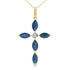 Sapphire Cross Religious Pendant 10KT Yellow Gold by Bids.com