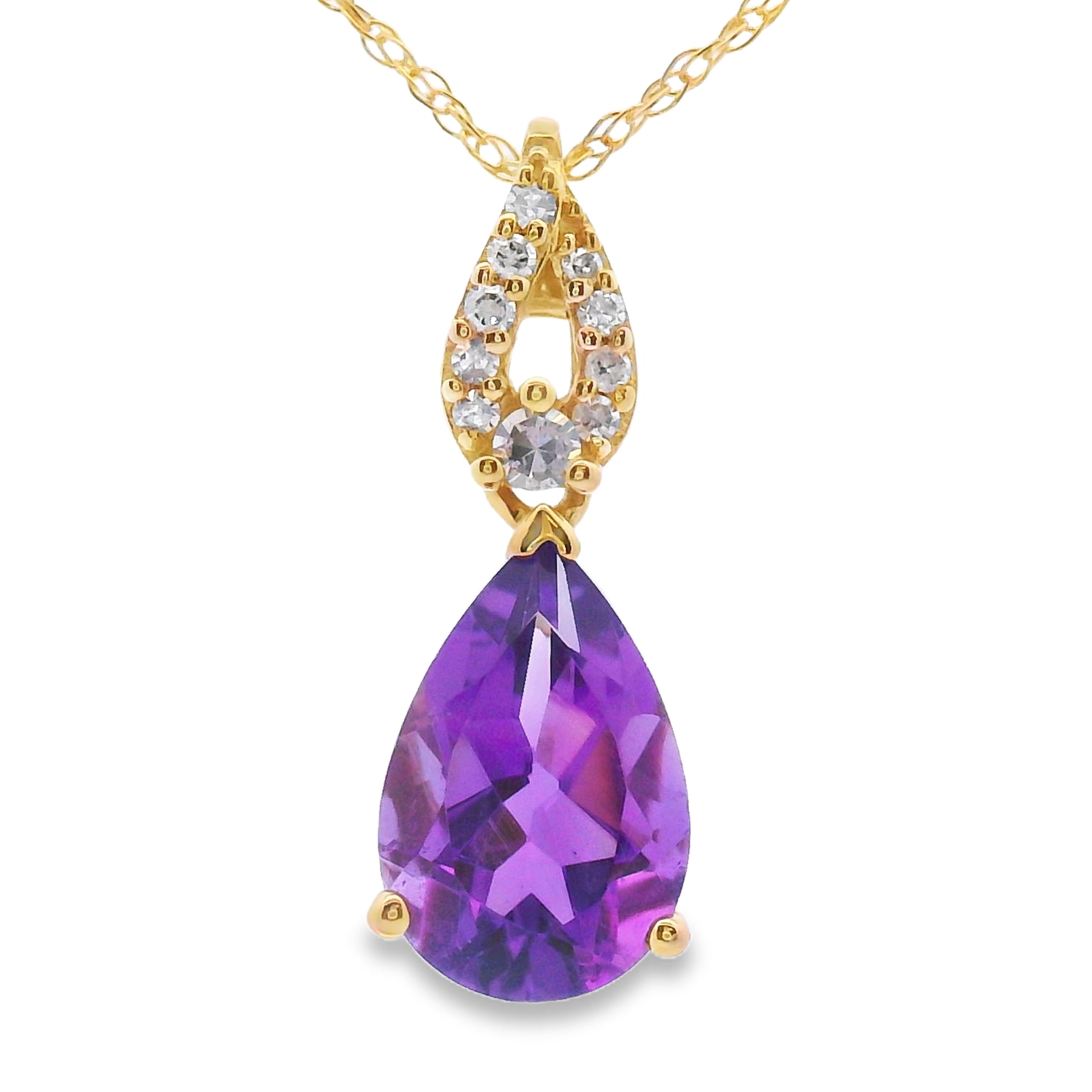 Amethyst Diamond Fashion Pendants 10KT Yellow Gold by Bids.com