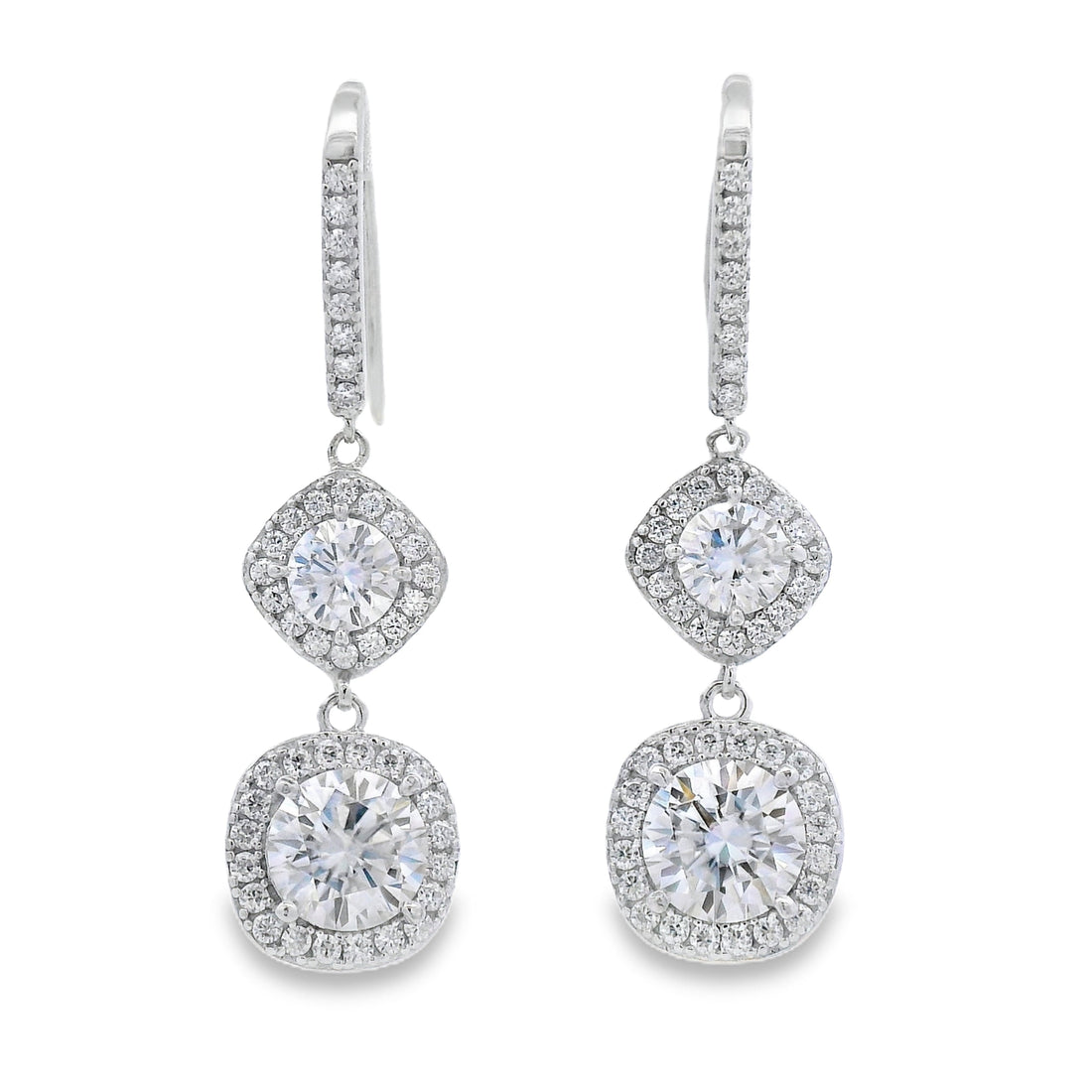 8.51ct Moissanite Dangle Earrings Sterling Silver by Bids.com