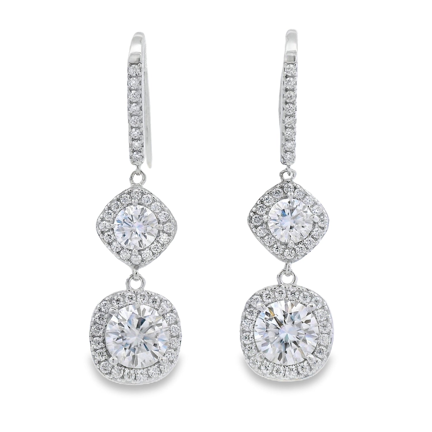 8.51ct Moissanite Dangle Earrings Sterling Silver by Bids.com