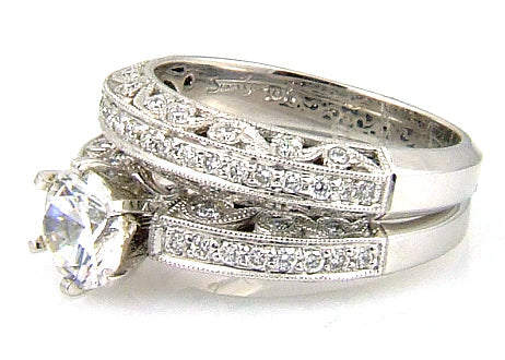 .54ct Antique Style Engagement Ring Set 18KT White Gold by Bids.com