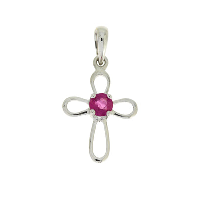 .22ct Ruby Cross Religious Pendant 10KT White Gold by Bids.com