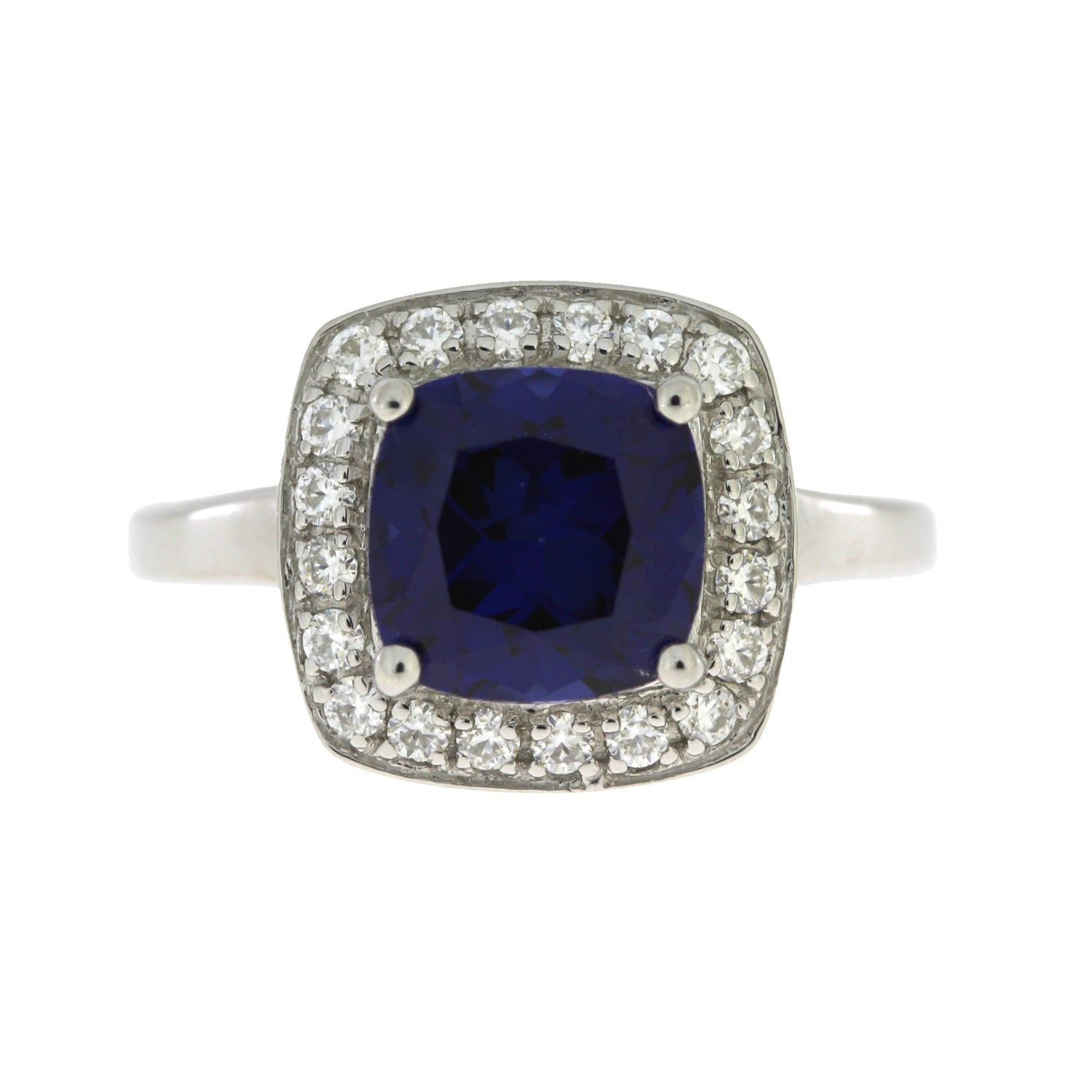 Created Sapphire Moissanite Ring Sterling Silver by Bids.com