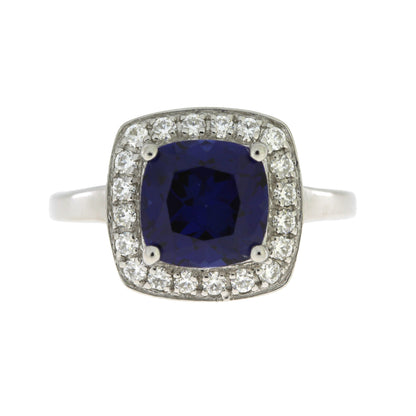 Created Sapphire Moissanite Ring Sterling Silver by Bids.com