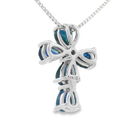 .82ct Sapphire Cross Religious Pendant 10KT White Gold by Bids.com
