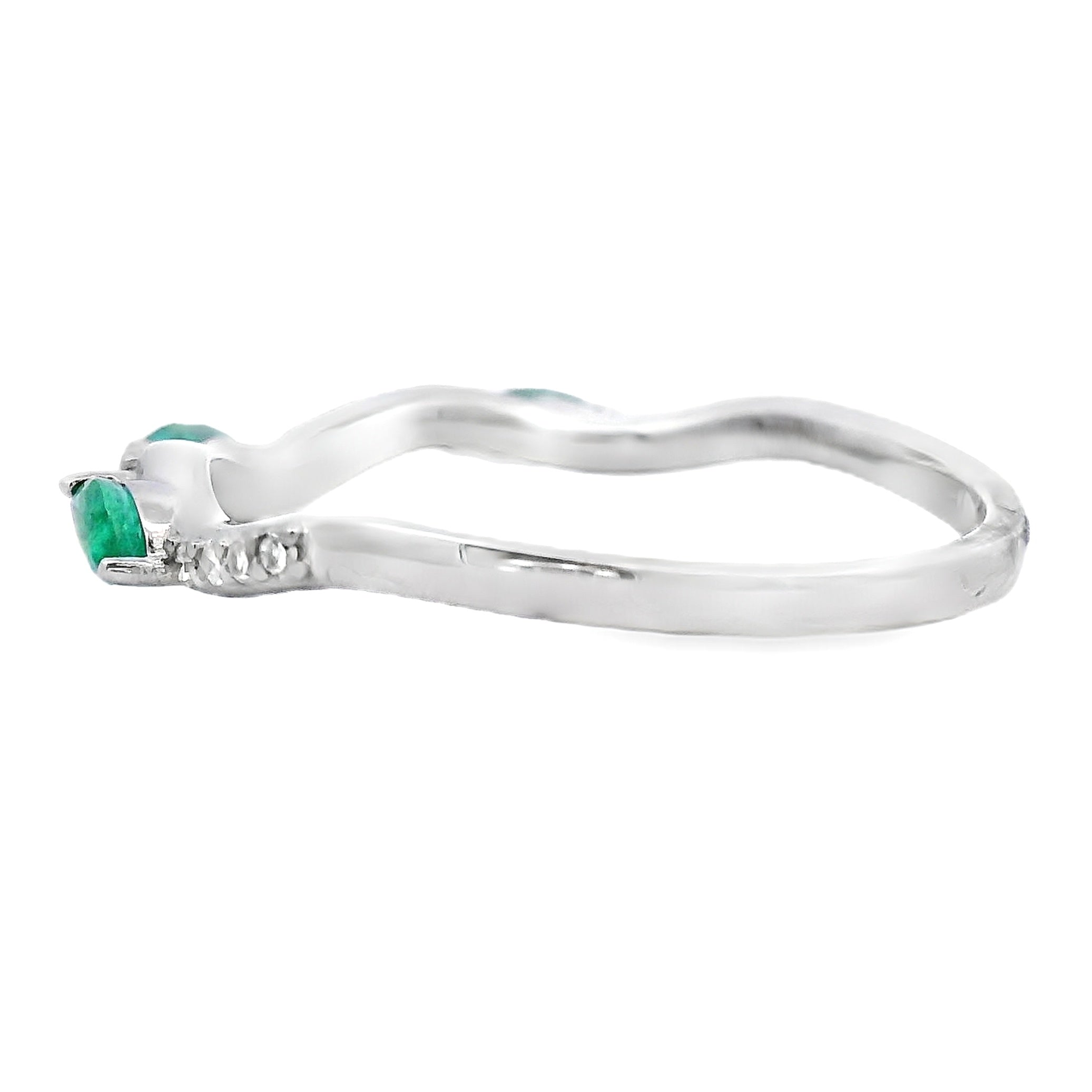 Emerald Diamond stackable band set 14KT White Gold by Bids.com