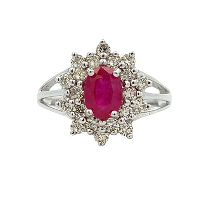 Natural 1.65ct Ruby Diamond Ring 14KT White Gold by Bids.com