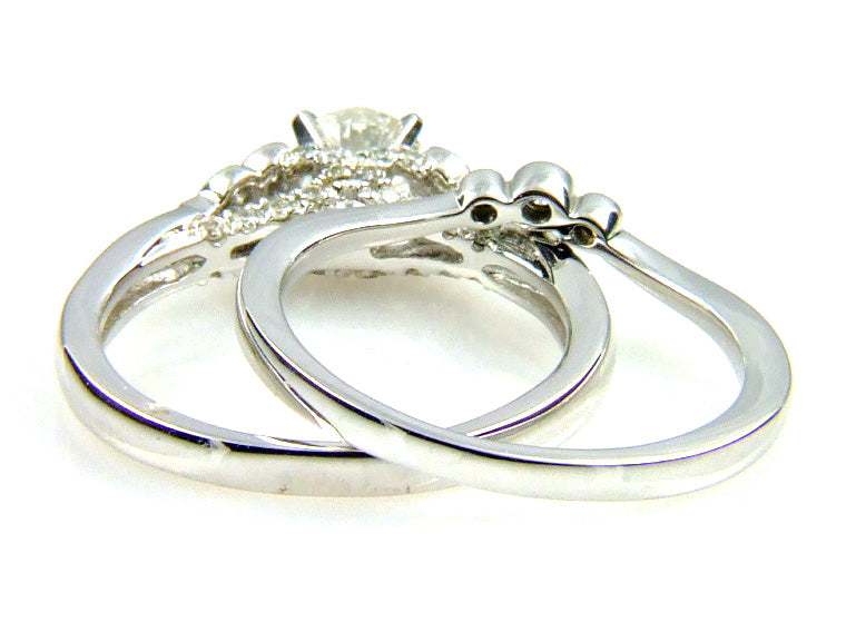 .90ct Antique Style Engagement Ring Set 14KT White Gold by Bids.com