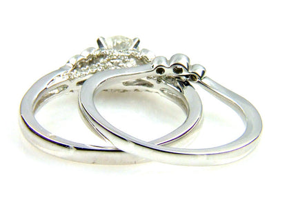 .90ct Antique Style Engagement Ring Set 14KT White Gold by Bids.com