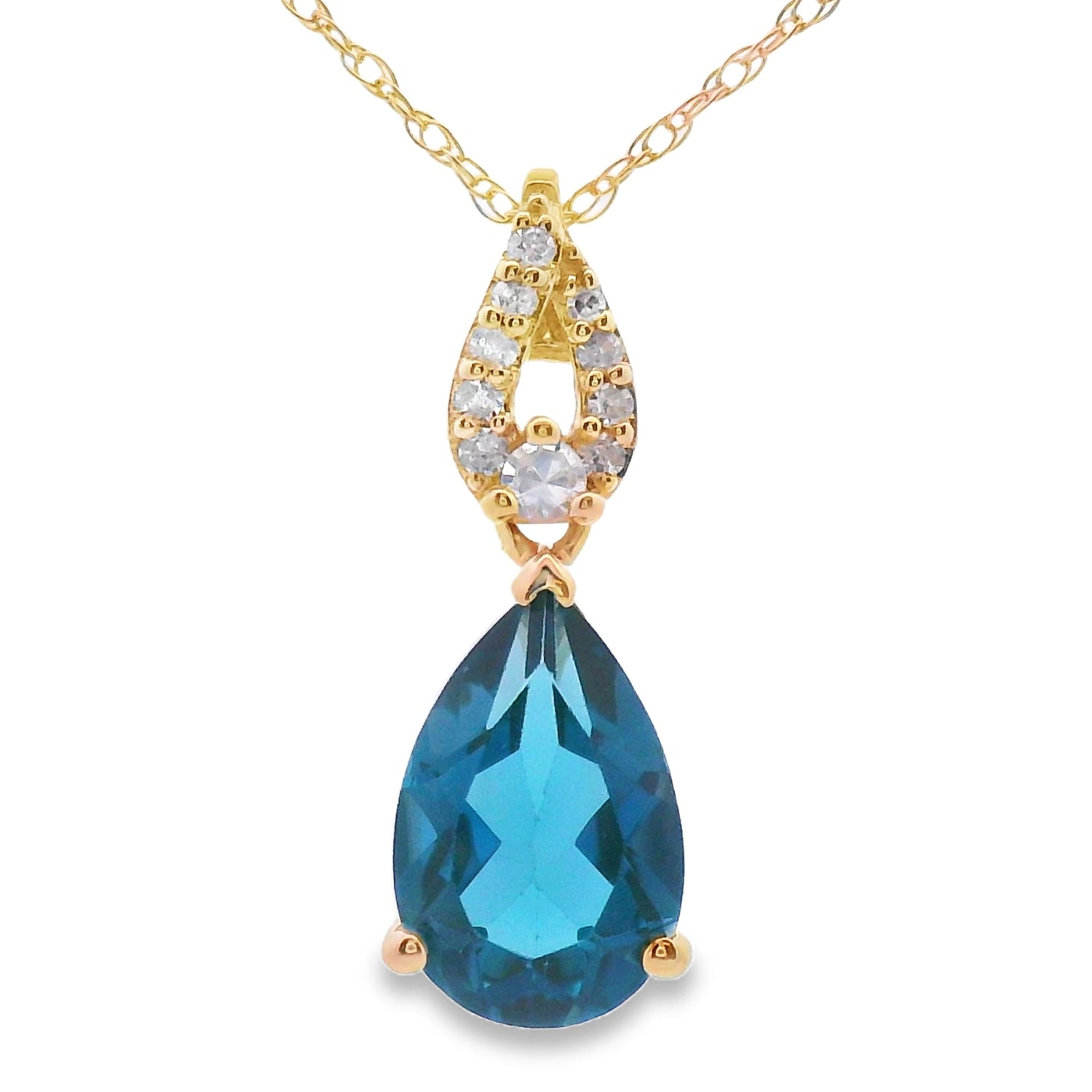 London Blue Topaz Fashion Pendants 10KT Yellow Gold by Bids.com