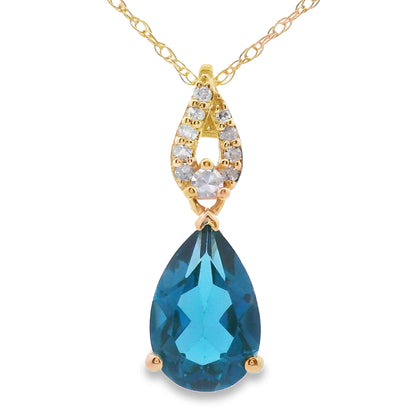London Blue Topaz Fashion Pendants 10KT Yellow Gold by Bids.com